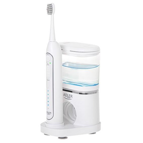 Obrázok pre Adler | 2-in-1 Water Flossing Sonic Brush | AD 2180w | Rechargeable | For adults | Number of brush heads included 2 | Number of teeth brushing modes 1 | White