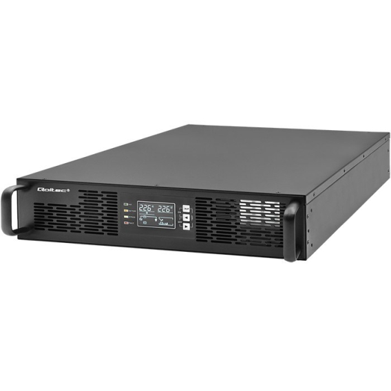 Obrázok pre Qoltec 52287 Nepřerušitelný zdroj napájení UPS pro RACK | 3kVA | 3000W | Účiník 1,0 | LCD | EPO | USB | On-line