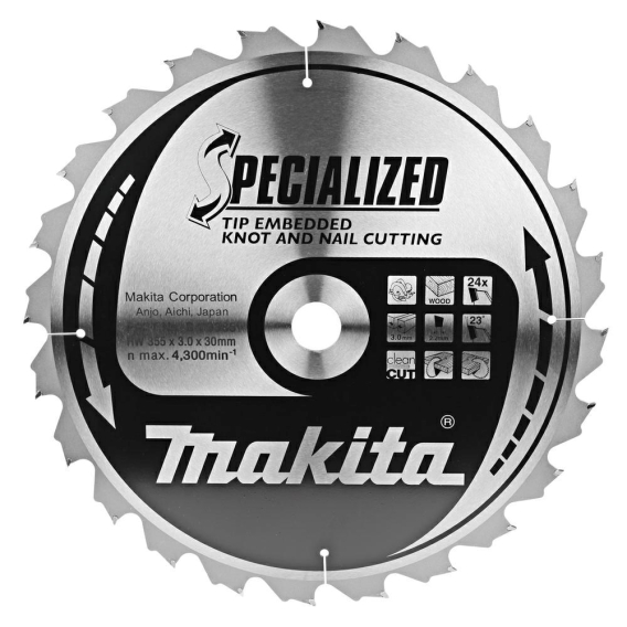 Obrázok pre MAKITA CIRCULAR SAW BLADE 355x30x 24z SPECIALIZED >>>B-33087