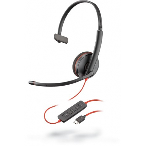Obrázok pre POLY Blackwire C3210 Sluchátka s mikrofonem Kabel Přes hlavu Hovory/hudba USB typu C Černá, Červená