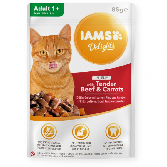 Obrázok pre IAMS Delights Adult Beef with carrot in jelly - mokré krmivo pro kočky - 85g