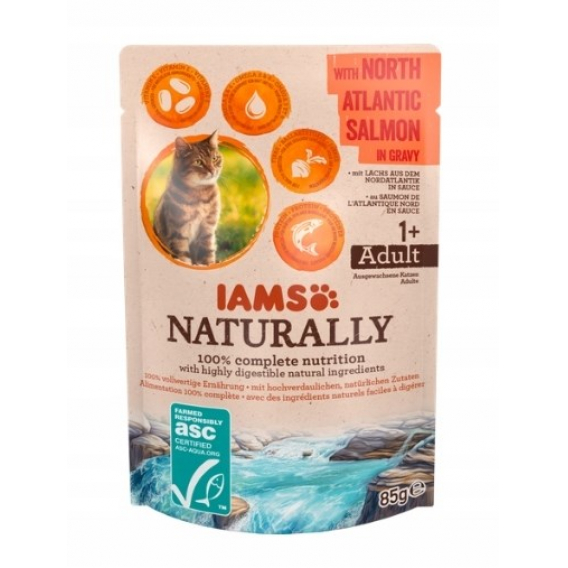 Obrázok pre IAMS Naturally Adult with North Atlantic salmon in gravy - mokré krmivo pro kočky - 85g