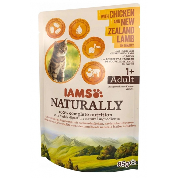 Obrázok pre IAMS Naturally Adult with chicken and New Zealand lamb in gravy - mokré krmivo pro kočky - 85g