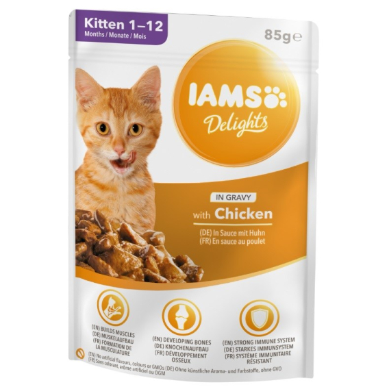 Obrázok pre IAMS Delights Kitten Chicken in gravy - mokré krmivo pro kočky - 85g