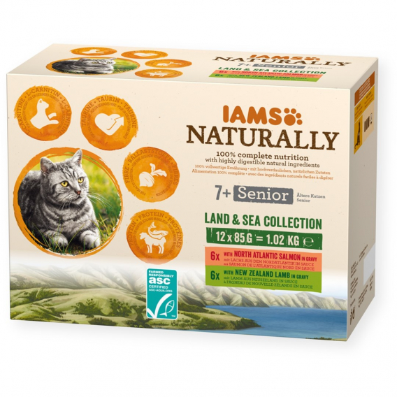 Obrázok pre IAMS Naturally Senior Land & Sea Collection - mokré krmivo pro kočky - 12 x 85g