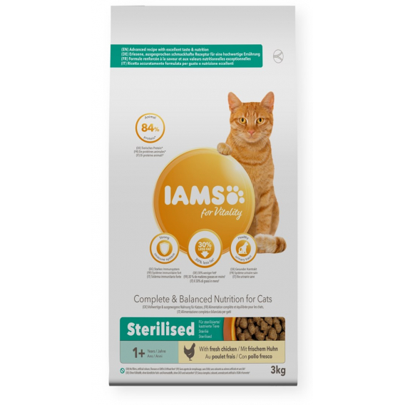 Obrázok pre IAMS for Vitality Adult Sterilised with fresh chicken - suché krmivo pro kočky - 3kg