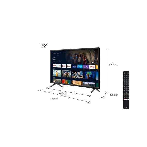 Obrázok pre TCL S52 Series S5200 81,3 cm (32") HD Smart TV Wi-Fi Černá 270 cd/m²