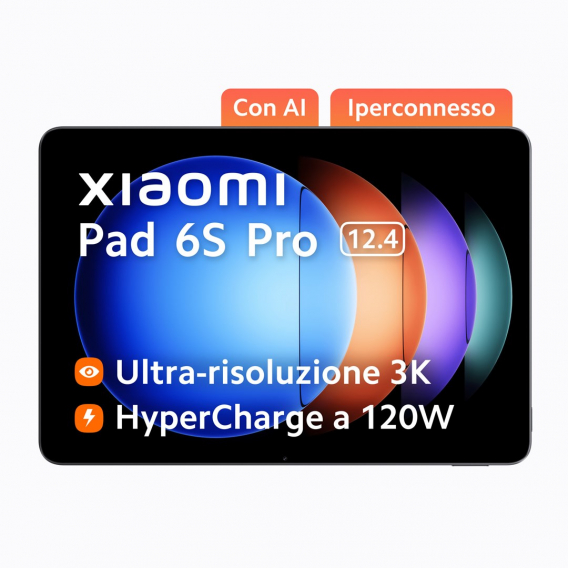 Obrázok pre Xiaomi Pad 6S Pro Qualcomm Snapdragon 256 GB 31,5 cm (12.4") 8 GB Wi-Fi 7 (802.11be) Grafit, Šedá