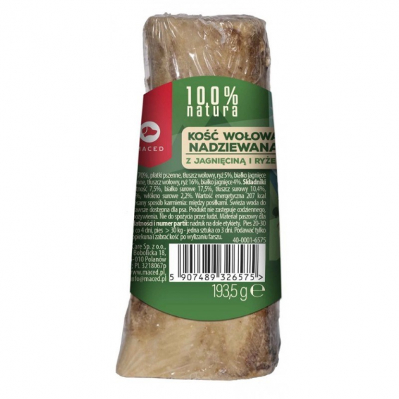 Obrázok pre MACED Bone stuffed with lamb and rice  - žvýkačka pro psa - 150g