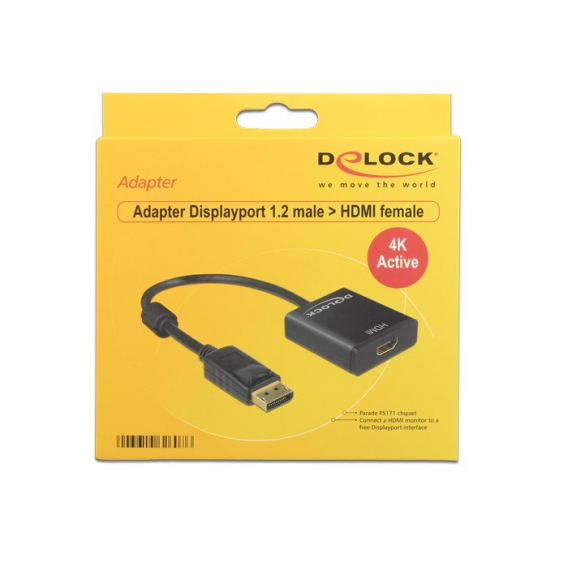 Obrázok pre DeLOCK 62607 adaptér k video kabelům 0,2 m DisplayPort HDMI Typ A (standardní) Černá