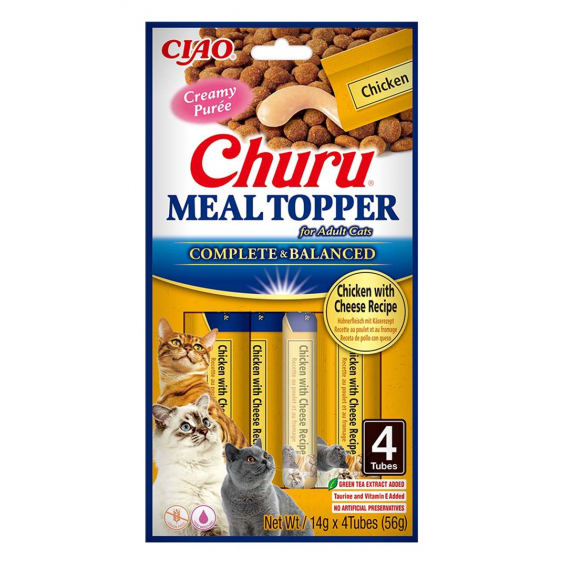 Obrázok pre INABA Churu Meal Topper Chicken with cheese - pamlsek pro kočky - 4 x 14g