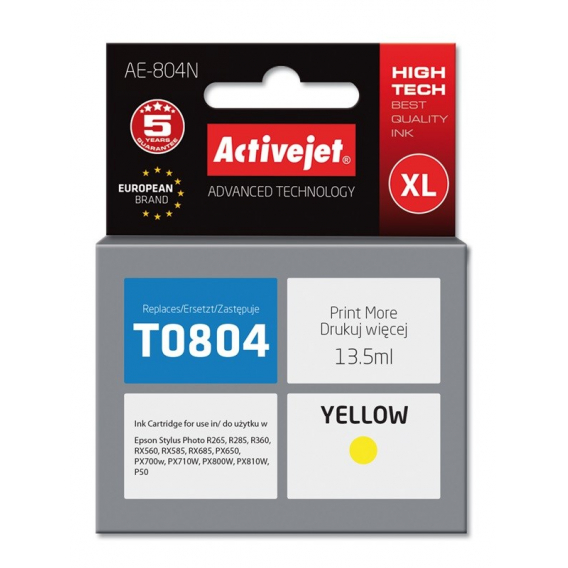 Obrázok pre Activejet Inkoust AE-804N (náhrada za Epson T0804; Supreme; 13,5 ml; žlutý)