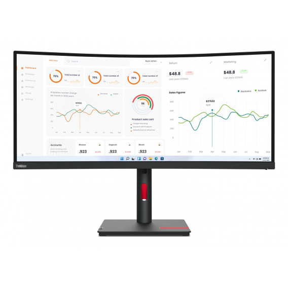 Obrázok pre Lenovo ThinkVision T34w-30 LED display 86,4 cm (34") 3440 x 1440 px Wide Quad HD Černá