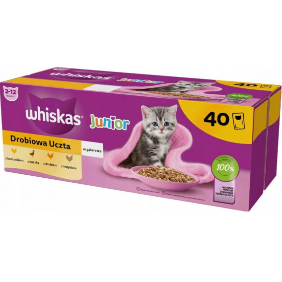 Obrázok pre WHISKAS Junior Poultry in jelly - mokré krmivo pro kočky - 40 x 85g