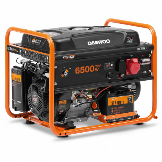 Obrázok pre Daewoo GDA 7500E-3 motorové generátory 6000 W 30 l Benzín Oranžová, Černá