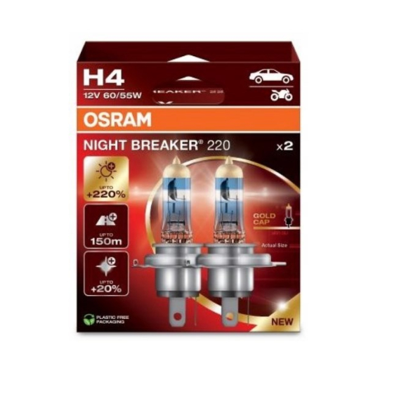 Obrázok pre OSRAM NIGHT BREAKER 220 H4 AUTO HALOGENOVÁ ŽÁROVKA 2 kusů