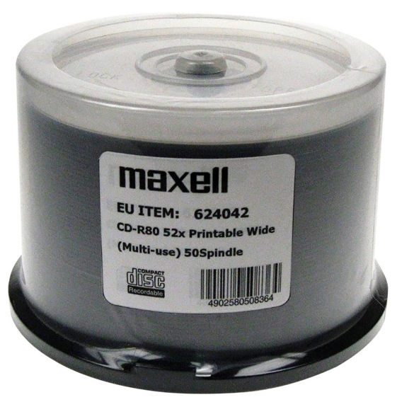 Obrázok pre MAXELL CD-R 700MB 52x80 min, vřeteno, potisknutelný disk