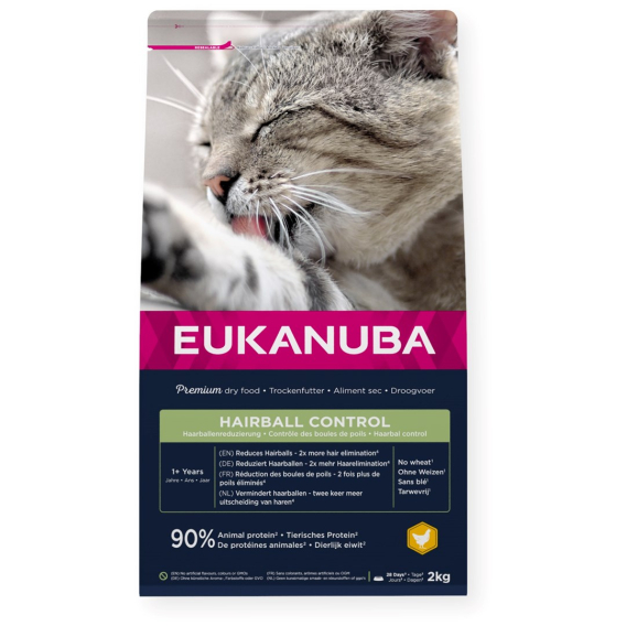 Obrázok pre EUKANUBA Hairball Control Chicken - suché krmivo pro kočky - 2kg