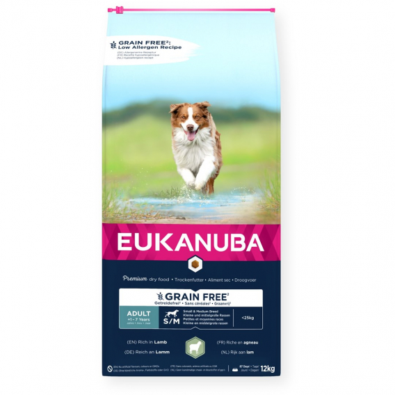 Obrázok pre EUKANUBA Grain Free Adult Small&Medium Lamb - suché krmivo pro psy - 12kg