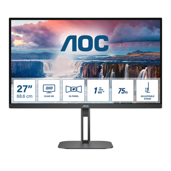 Obrázok pre AOC V5 Q27V5N/BK počítačový monitor 68,6 cm (27") 2560 x 1440 px Quad HD LED Černá