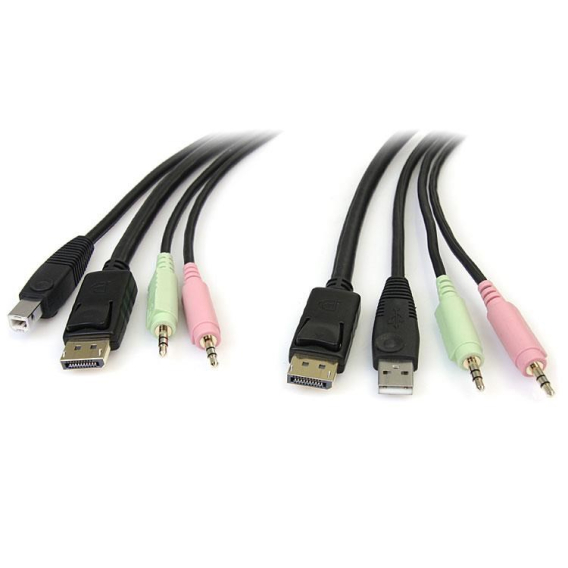 Obrázok pre StarTech.com DP4N1USB6 KVM kabel Černá 1,829 m