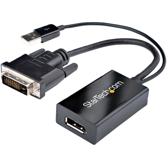 Obrázok pre StarTech.com DVI2DP2 adaptér k video kabelům 0,254 m DVI-D DisplayPort Černá