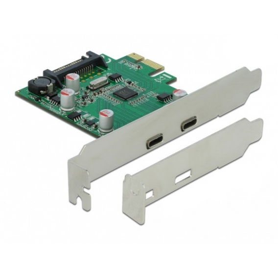 Obrázok pre DeLOCK PCI Express x1 Card to 2 x external SuperSpeed USB (USB 3.2 Gen 1) USB Type-C™ female karta/adaptér rozhraní Interní USB 3.2 Gen 1 (3.1 Gen 1)