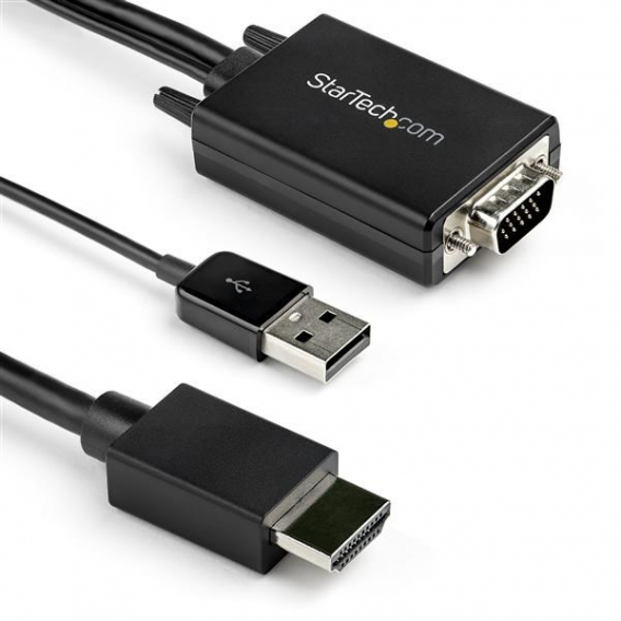 Obrázok pre StarTech.com VGA2HDMM2M adaptér k video kabelům 2 m USB Type-A + VGA (D-Sub) HDMI Typ A (standardní) Černá