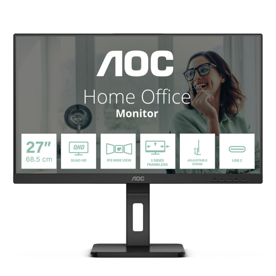 Obrázok pre AOC Q27P3CV počítačový monitor 68,6 cm (27") 2560 x 1440 px Quad HD LED Černá