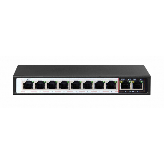 Obrázok pre Extralink Switch PoE CERES 8x 100Mb/s PoE/PoE+, 2x RJ45 Uplink 100Mb/s, 96W