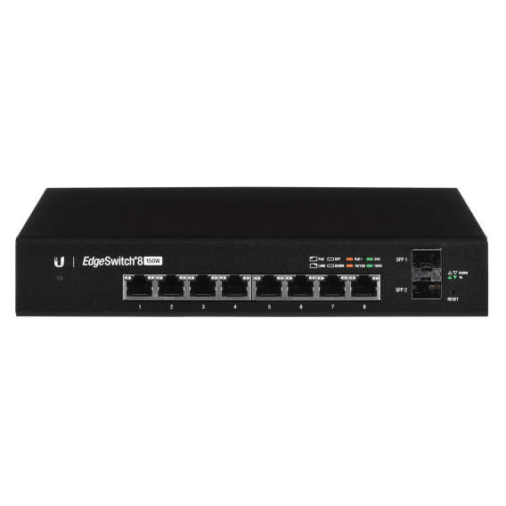 Obrázok pre Ubiquiti EdgeSwitch 8 Řízený Gigabit Ethernet (10/100/1000) Podpora napájení po Ethernetu (PoE) Černá