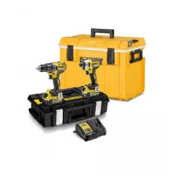 Obrázok pre DEWALT.ZESTAW COMBO 18V DCK266P2C (DCD796+DCF887) 2x5,0Ah TOUGH SYSTEM + LODÓWKA ...