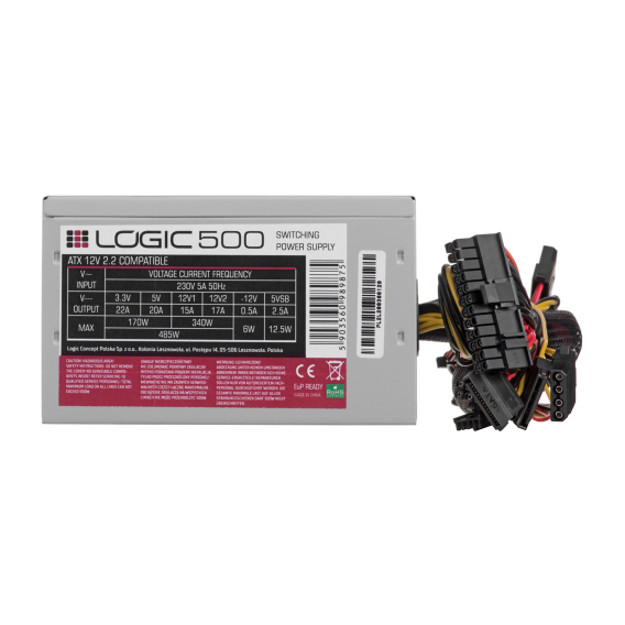 Obrázok pre Logic 500 napájecí zdroj 500 W 20+4 pin ATX ATX Nerezová ocel