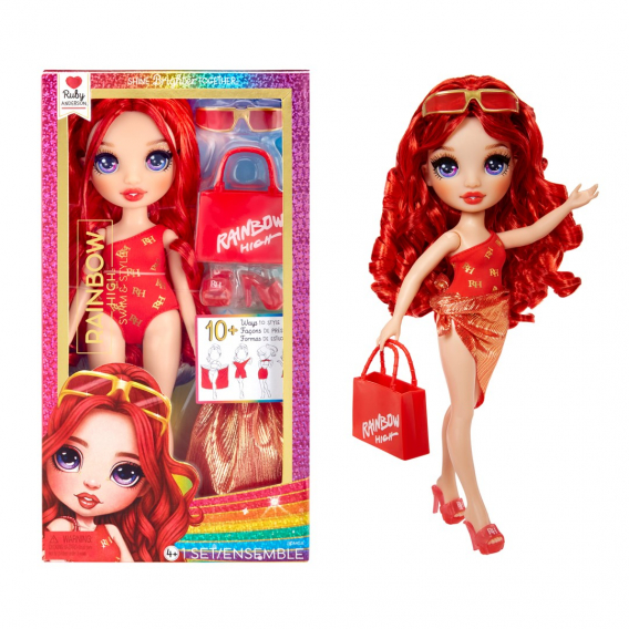 Obrázok pre Rainbow High Swim & Style Fashion Doll- Ruby (Red)