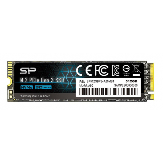 Obrázok pre Silicon Power P34A60 M.2 512 GB SSD PCI Express SLC NVMe (SP512GBP34A60M28RR) Bulk