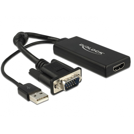 Obrázok pre DeLOCK 0.25m VGA+USB2.0-A/HDMI 0,25 m VGA (D-Sub) + USB Černá