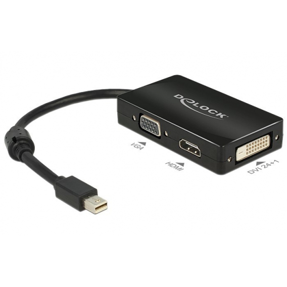 Obrázok pre DeLOCK 0.16m DisplayPort/VGA + HDMI + DVI 0,16 m Mini DisplayPort VGA (D-Sub)+ HDMI + DVI Černá