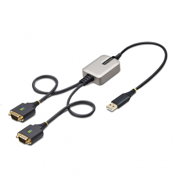 Obrázok pre StarTech.com 2P1FFC-USB-SERIAL kabelová redukce USB-A 2 x DB-9 RS-232 Černá, Šedá