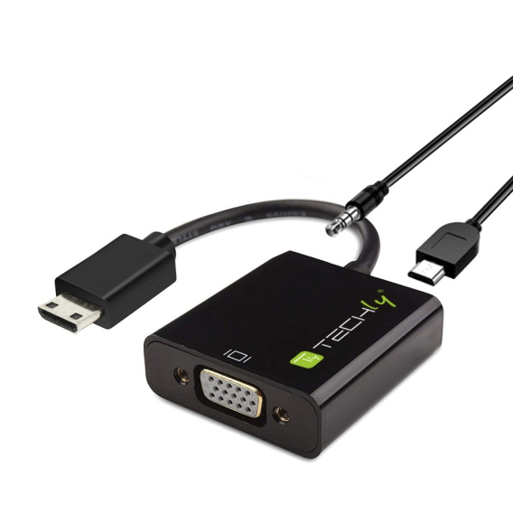 Obrázok pre Techly IDATA HDMI-VGA4 adaptér k video kabelům VGA (D-Sub) HDMI Type C (Mini) Černá