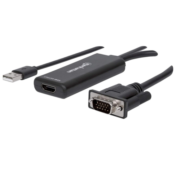 Obrázok pre Manhattan 152426 adaptér k video kabelům 1 m USB Type-A + VGA (D-Sub) HDMI Černá