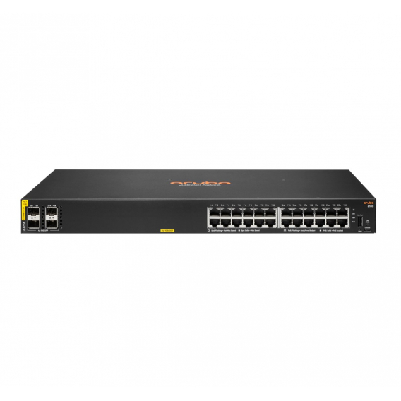 Obrázok pre HPE Aruba Networking 6100 24G Class4 PoE 4SFP+ 370W Řízený L3 Gigabit Ethernet (10/100/1000) Podpora napájení po Ethernetu (PoE) 1U Černá