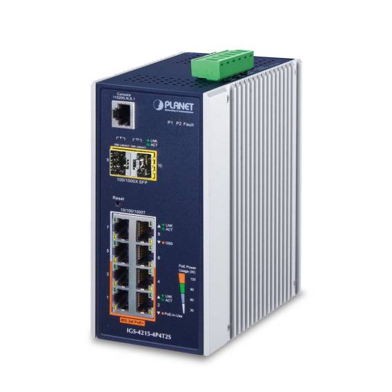 Obrázok pre PLANET IGS-4215-4P4T2S síťový přepínač Řízený L2/L4 Gigabit Ethernet (10/100/1000) Podpora napájení po Ethernetu (PoE) Modrá, Bílá