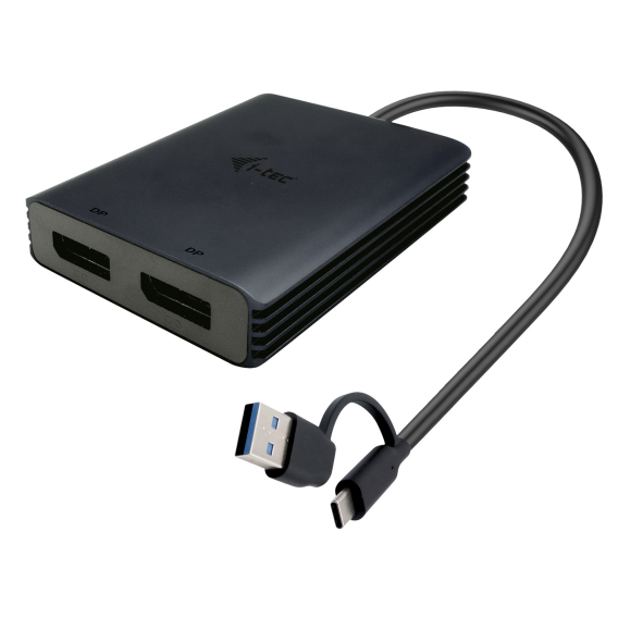 Obrázok pre i-tec CADUAL4KDP adaptér k video kabelům 0,27 m USB Type-A/USB Type-C 2 x DisplayPort Černá