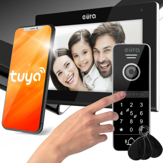 Obrázok pre VIDEO INTERCOM EURA VDP-97C5 black, lcd 7", wi-fi, proximity reader, Tuya