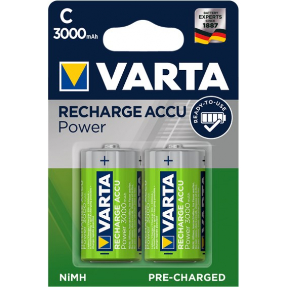 Obrázok pre VARTA HR14 C Recharge Accu Power 3000 mAh 56714 Dobíjení akumulátorů 2 kusů Zelená