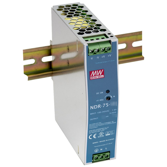 Obrázok pre MEAN WELL NDR-75-48 SWITCHED-MODE POWER SUPPLY FOR DIN RAIL 48V/75W/1.6A