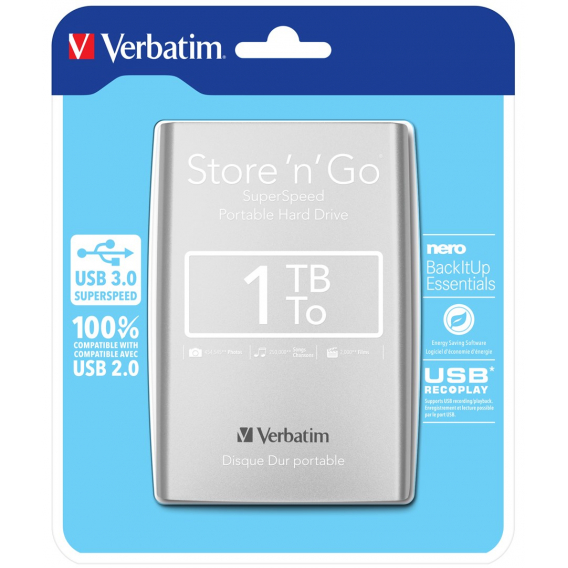 Obrázok pre Verbatim Store 'n' Go externí pevný disk 1000 GB Stříbrná