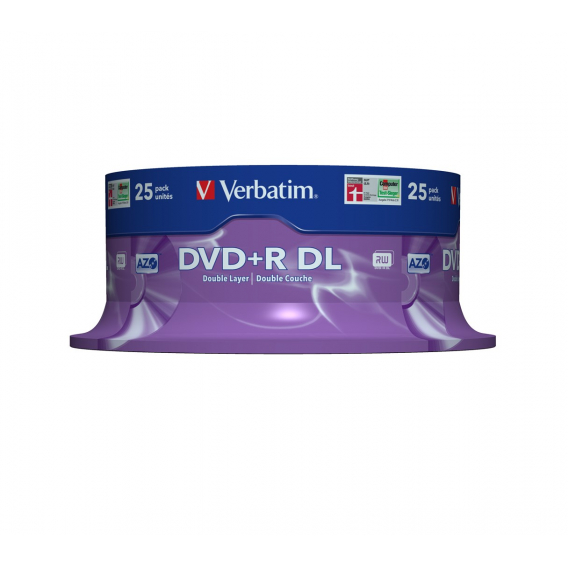 Obrázok pre Verbatim DVD+R Double Layer 8x Matt Silver 25pk Spindle 8,5 GB DVD+R DL 25 kusů