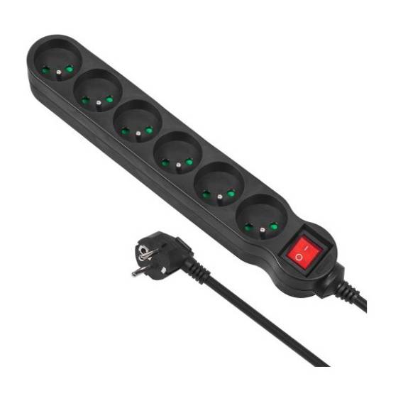 Obrázok pre Maclean MCE225 napájecí prodlužovačka 1,5 m 6 AC zásuvky / AC zásuvek Vnitřní Černá