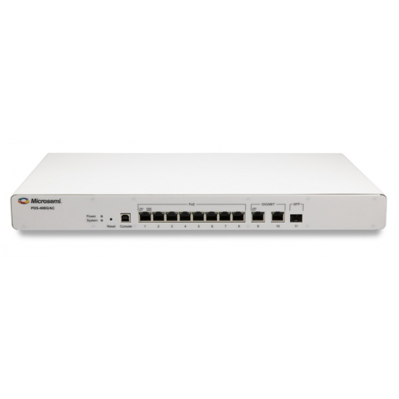 Obrázok pre Microsemi PDS-408G Řízený L2 Gigabit Ethernet (10/100/1000) Podpora napájení po Ethernetu (PoE) Bílá